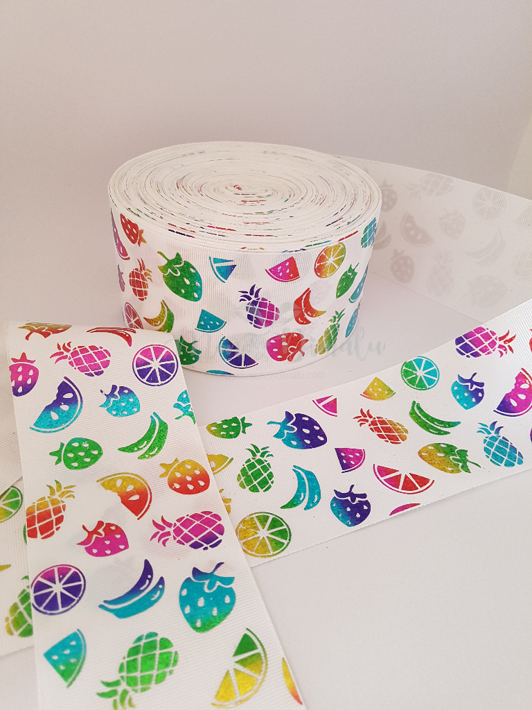 CINTA HOLOGRAFICA 7.5 CM  FRUTAS 1MT
